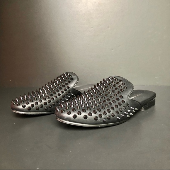 Saks Fifth Avenue Rudy Black Studded Leather Mules Men’s 7 Women’s 8.5 Punk Edgy - Picture 4 of 11